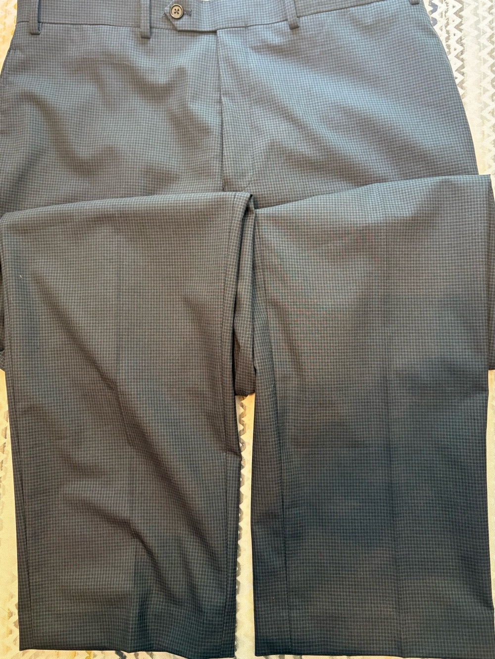 Ralph Lauren Men's Dark Navy Micro-Check Dress Pants 36x32